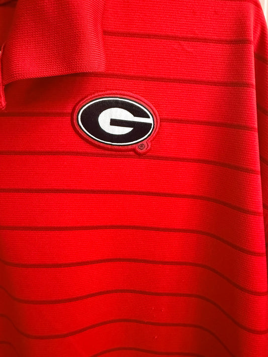 Nike UGA Georgia Bulldogs On-field Men's 3XL Red Stripe Polo GUC. GB38