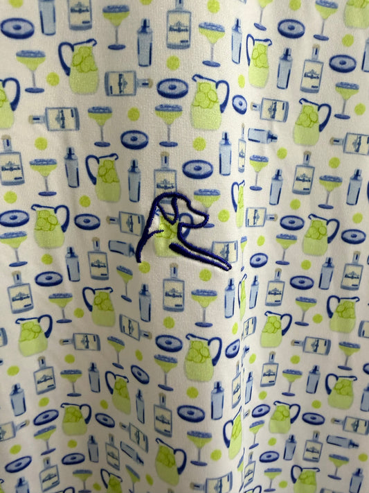 Rhoback Shirt Mens XL White Golf Polo All Over Print Margaritas Stretch