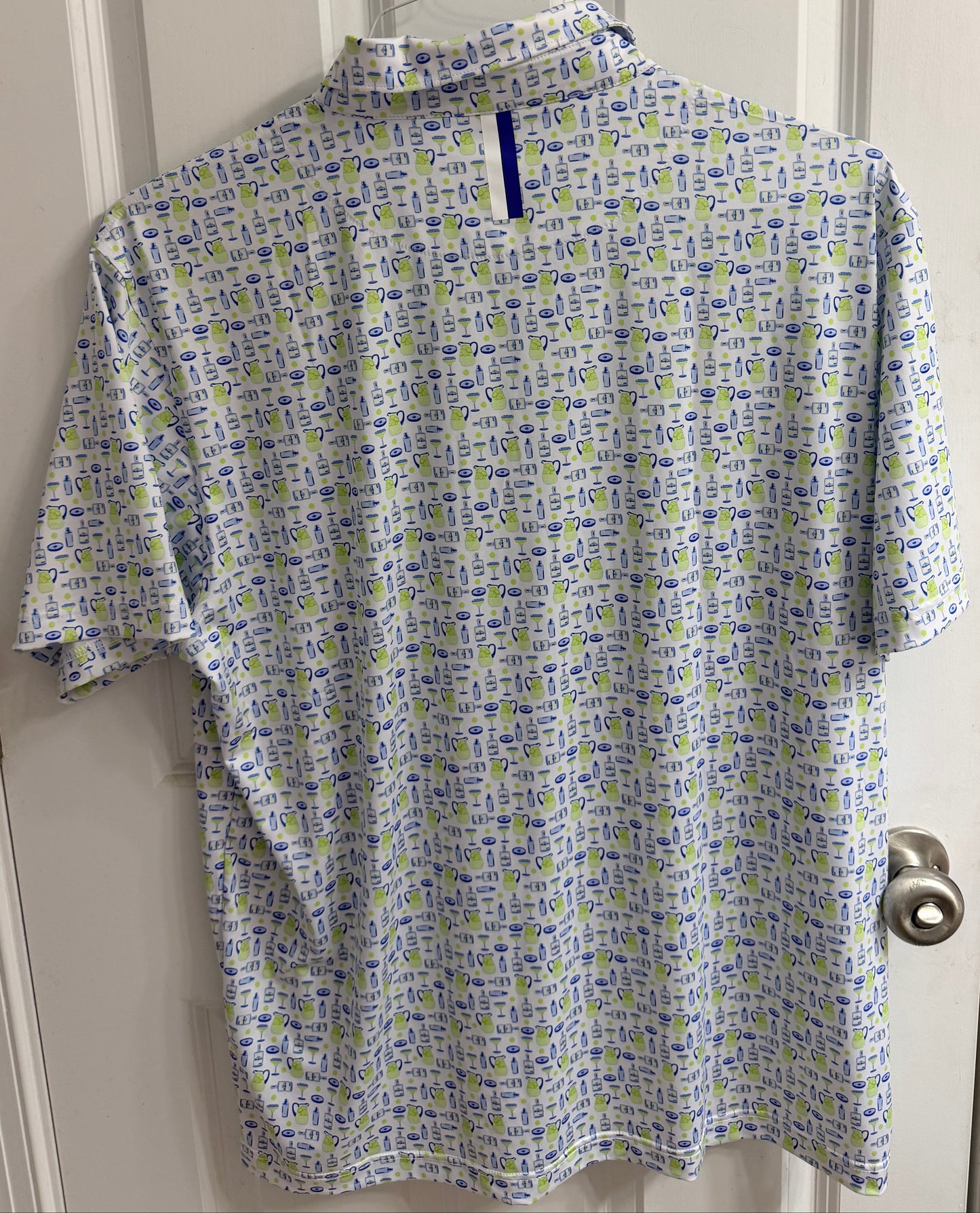 Rhoback Shirt Mens XL White Golf Polo All Over Print Margaritas Stretch
