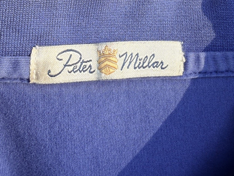 Peter Millar Hiwan GC Short Sleeve Golf Polo Shirt Men's L Solid Blue