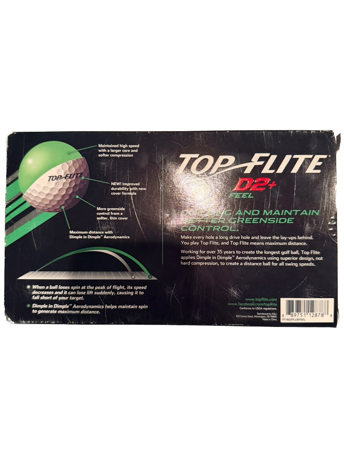 Top Flite D2+ Feel White Maximum Distance Golf Balls 15 Pack Control