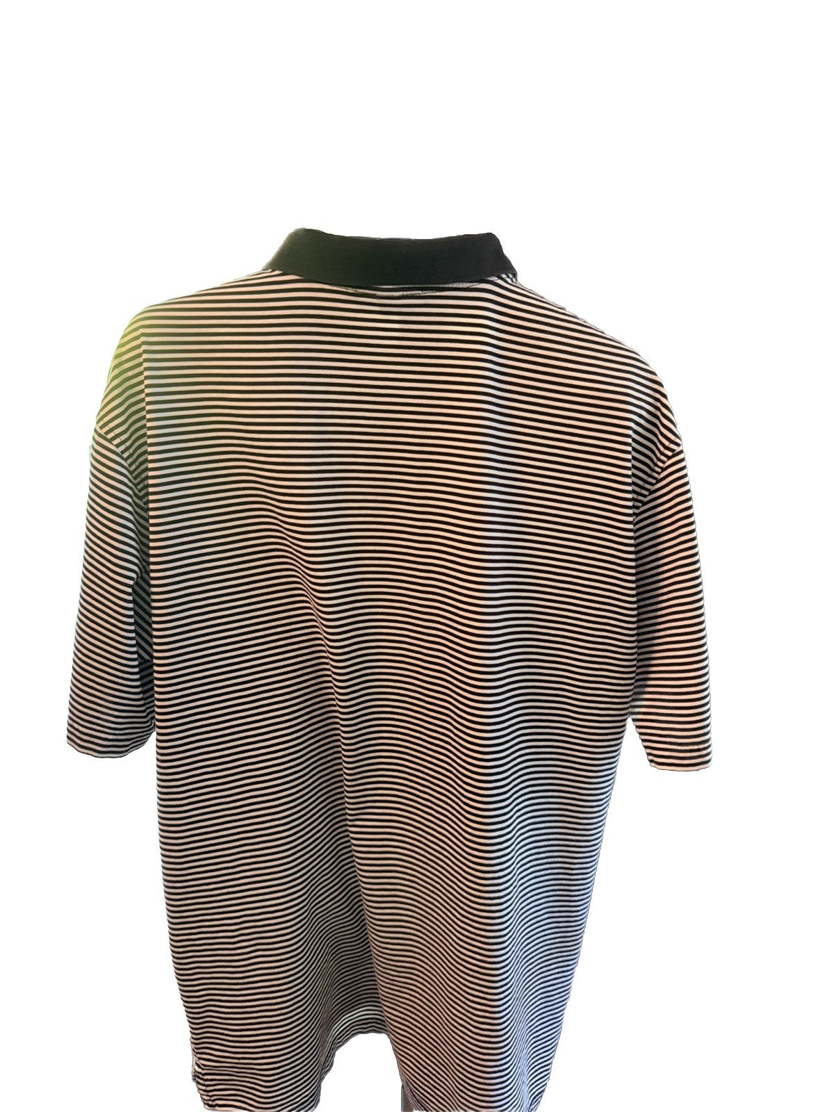 Peter Millar Polo Shirt Men Extra XLarge Black White Striped Cotton Winged Foot