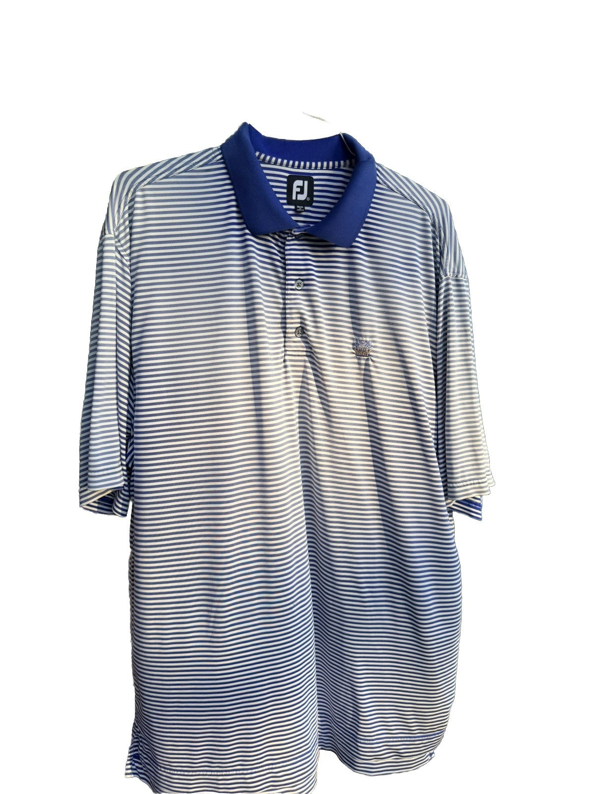 FootJoy Men's Polo Shirt Medium Short Sleeves Blue White Sky Meadow CC Golf XL