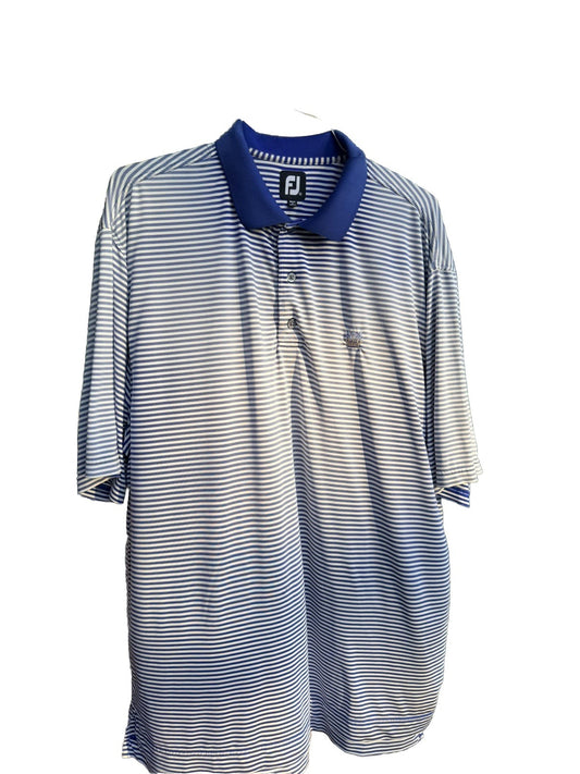 FootJoy Men's Polo Shirt Medium Short Sleeves Blue White Sky Meadow CC Golf XL