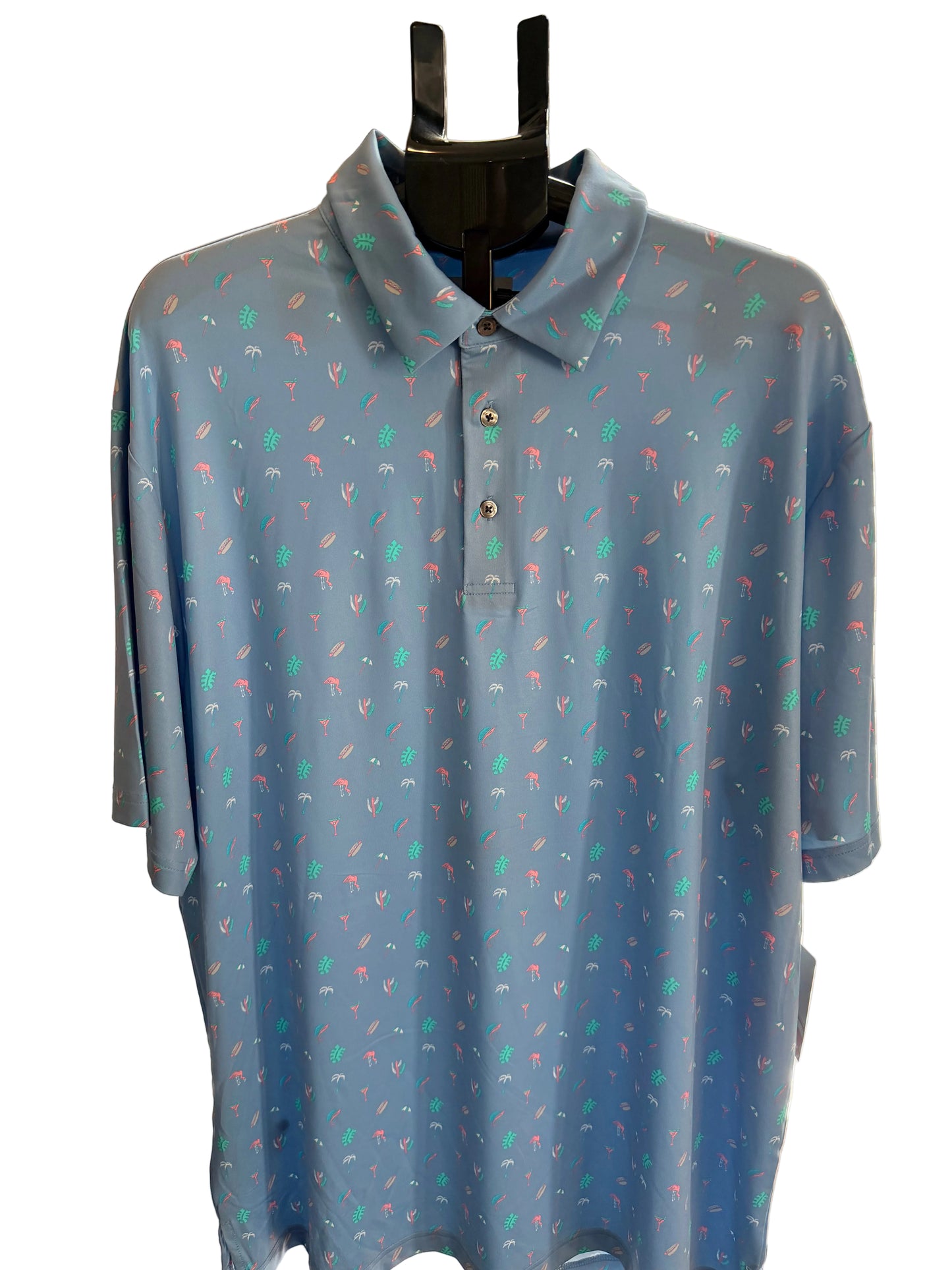 Southern Proper Short Sleeve BeachMicro Print Polo Shirt
