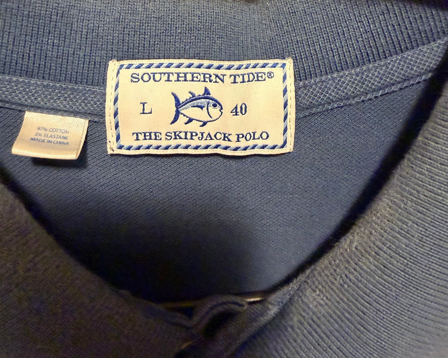 Southern Tide Polo Shirt Mens Large Blue Cotton Skipjack Casual Golf Shirt