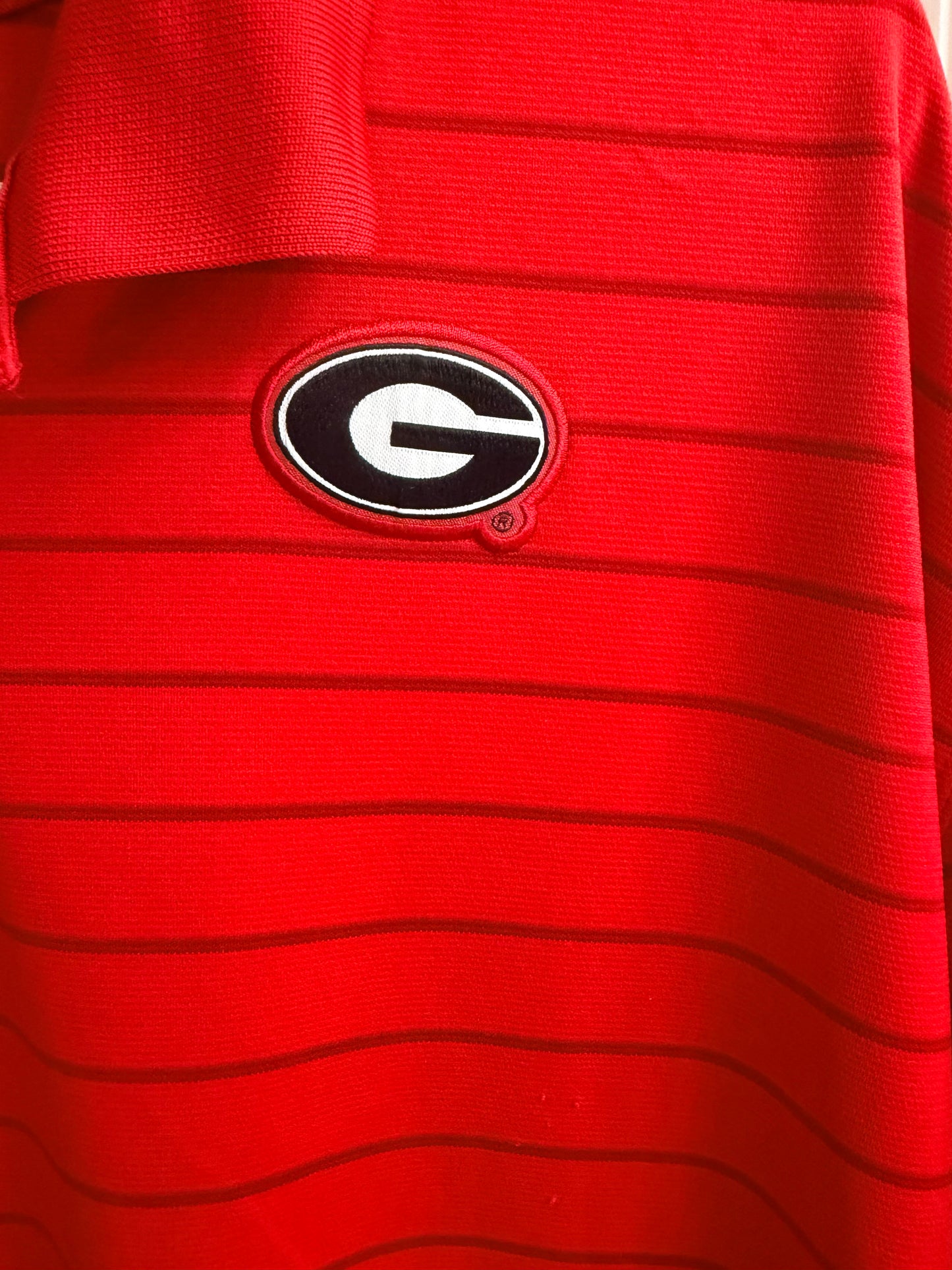 Nike UGA Georgia Bulldogs On-field Men's 3XL Red Stripe Polo GUC. GB38