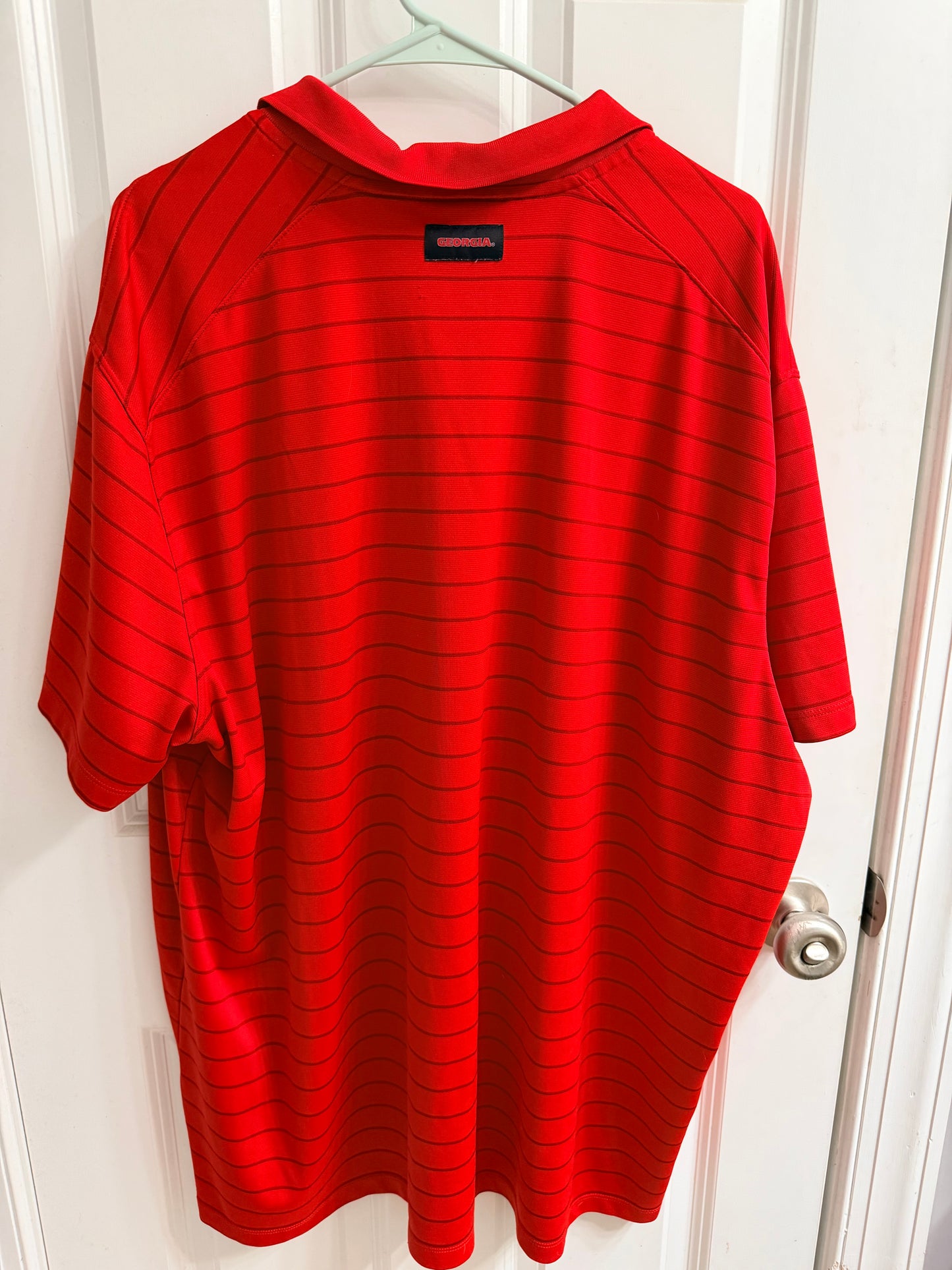 Nike UGA Georgia Bulldogs On-field Men's 3XL Red Stripe Polo GUC. GB38