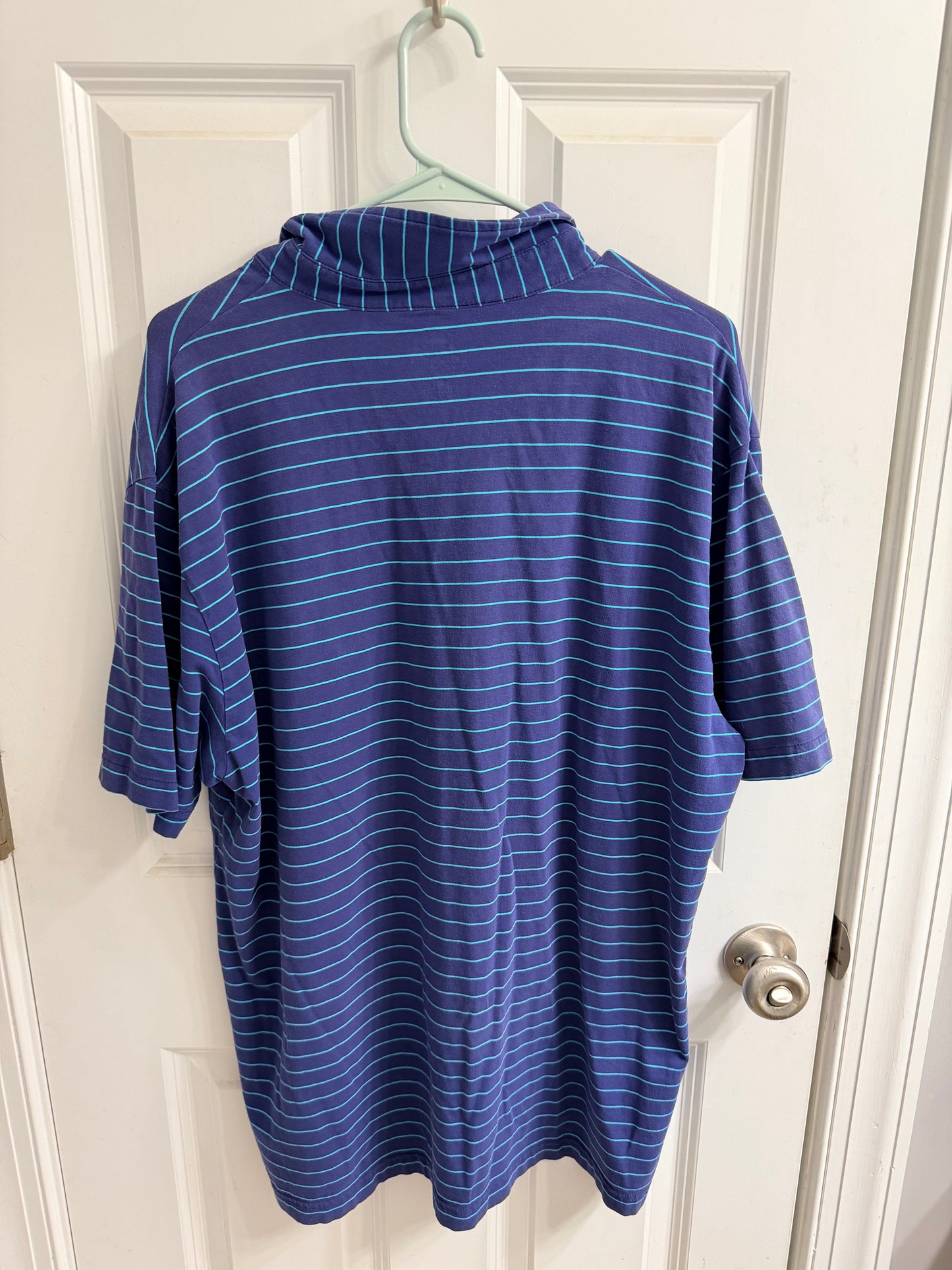 Peter Millar Shirt Mens XL Seaside Wash Polo Stretch Striped Blue