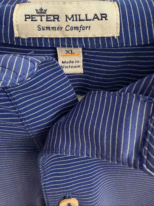 Peter Millar Summer Comfort Performance Polo Shirt Blue Mens XL