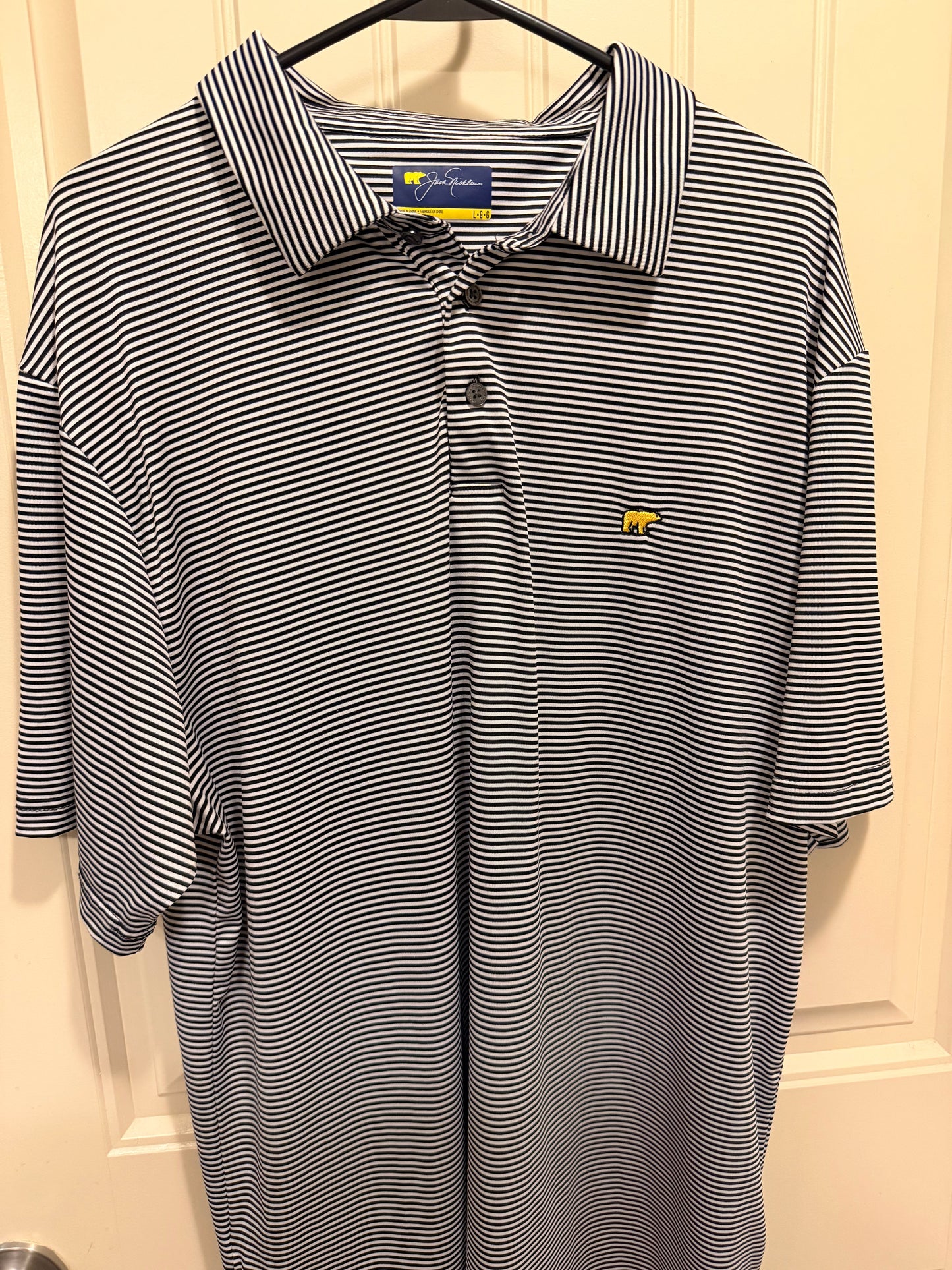 New Men's 2XL Jack Nicklaus Caviar Black & White Stripes Golf Polo Shirt
