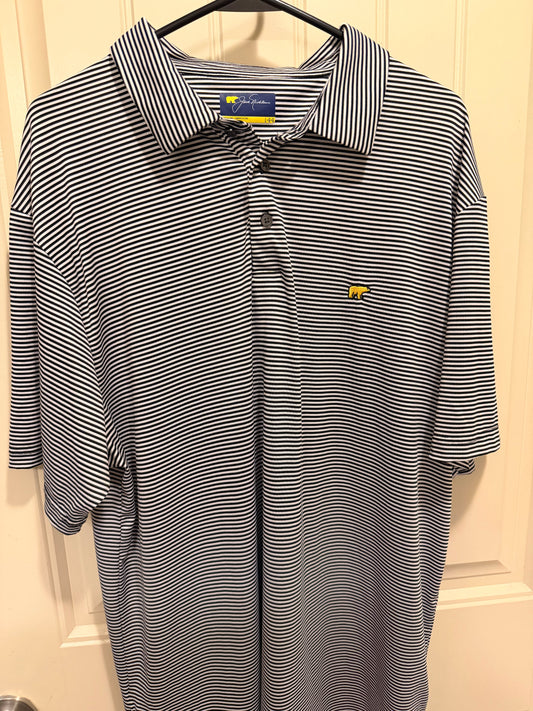 New Men's 2XL Jack Nicklaus Caviar Black & White Stripes Golf Polo Shirt