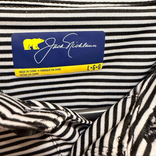 New Men's 2XL Jack Nicklaus Caviar Black & White Stripes Golf Polo Shirt