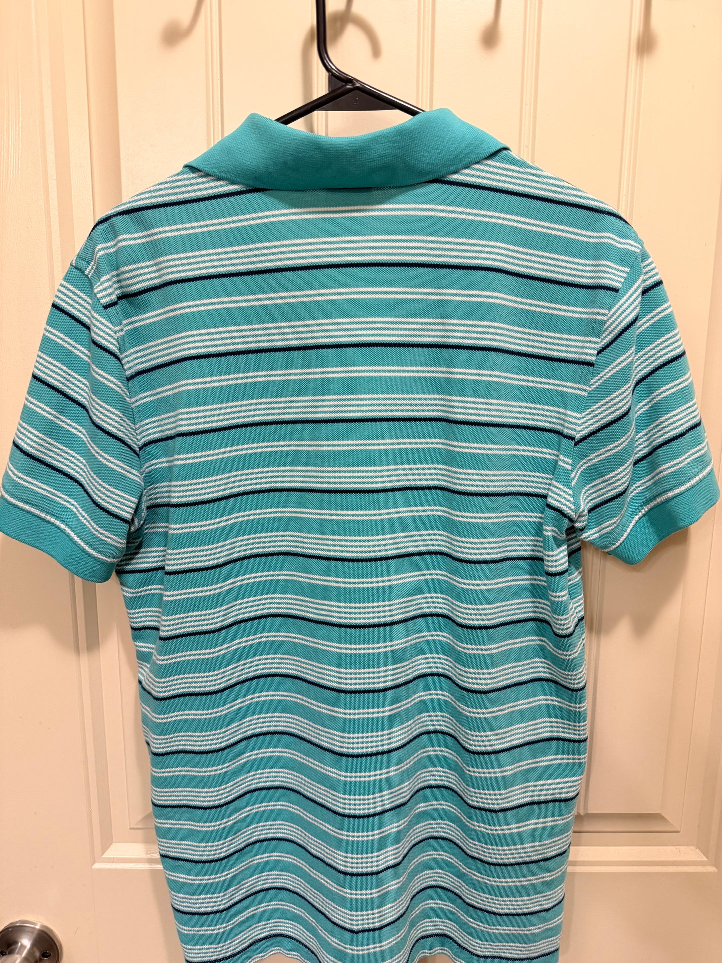 Brooks Brothers Mens Polo Shirt  M Green with Stripes  Performance  100% Cotton