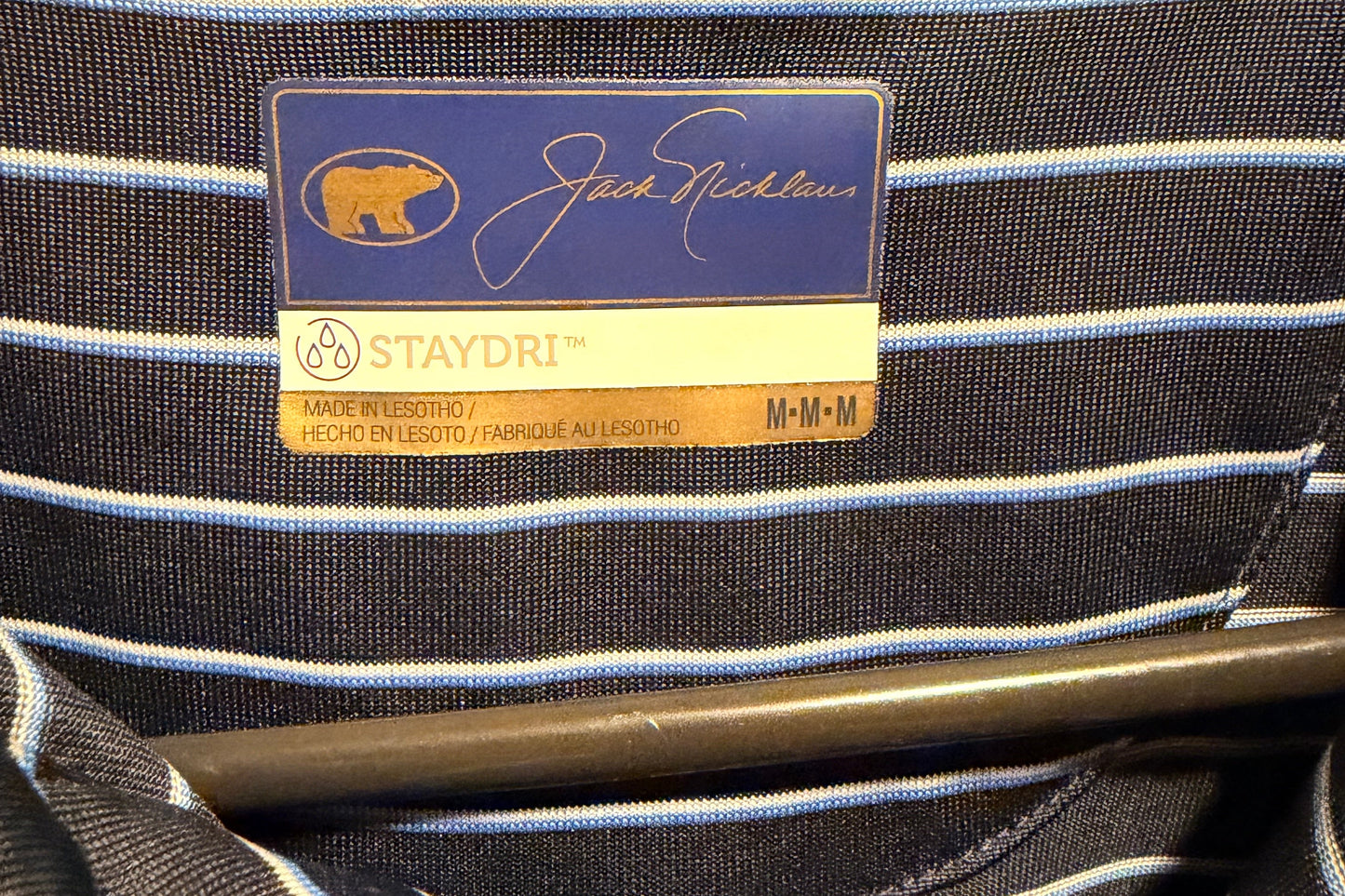 Jack Nicklaus Polo Shirt Mens Blue Striped Short Sleeve