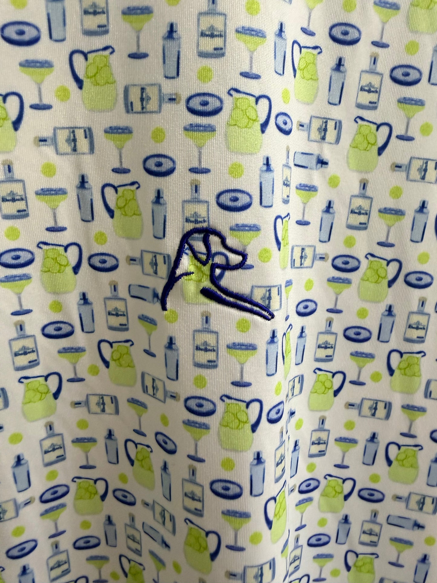 Rhoback Shirt Mens XL White Golf Polo All Over Print Margaritas Stretch