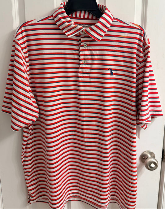 Local Boy Outfitters Mens Size XLarge Seabrook Striped Stretch Golf Polo Red