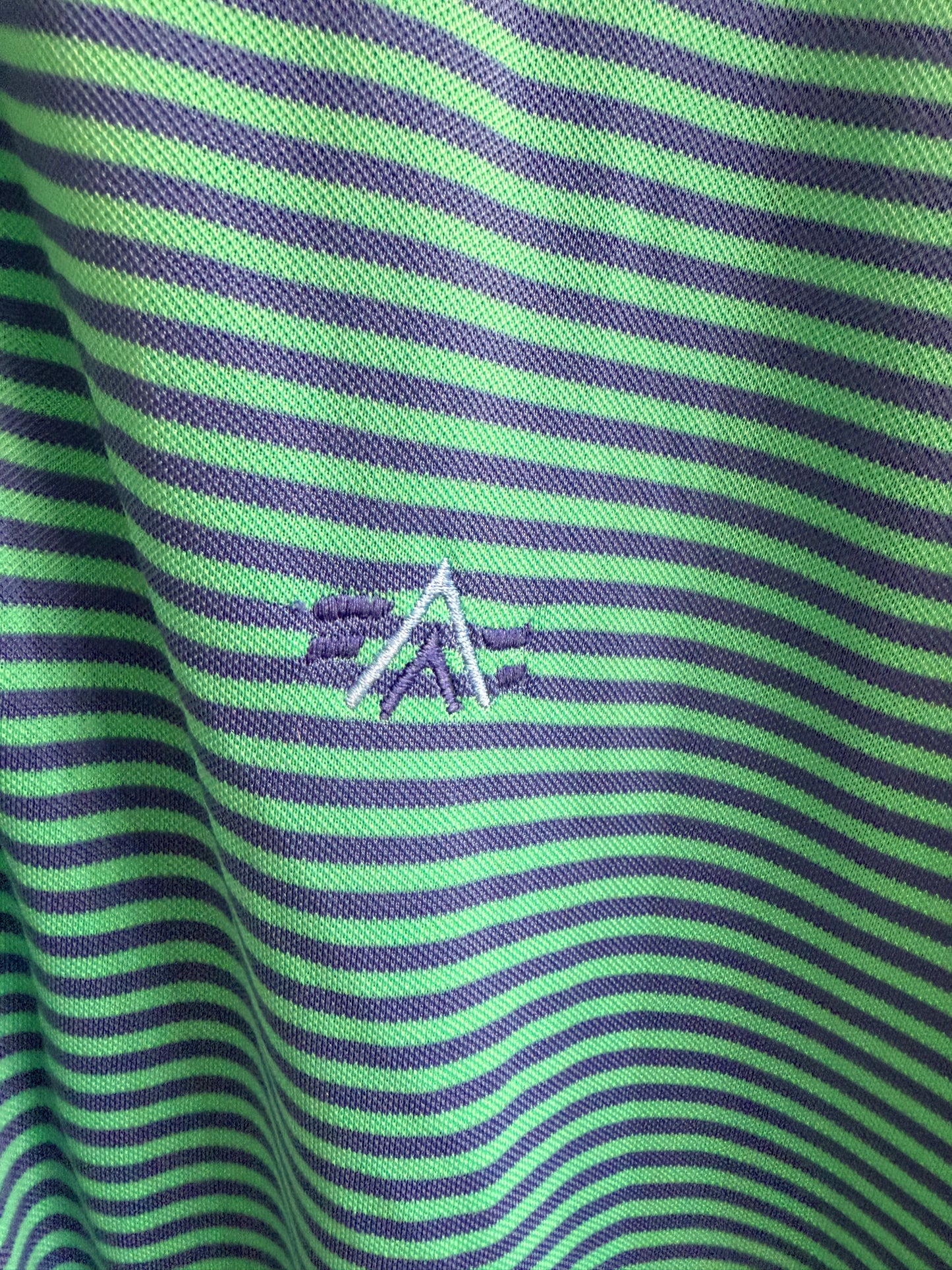 Holderness & Bourne Men's XL Green Blue Stripes Performance Stretch Golf Polo