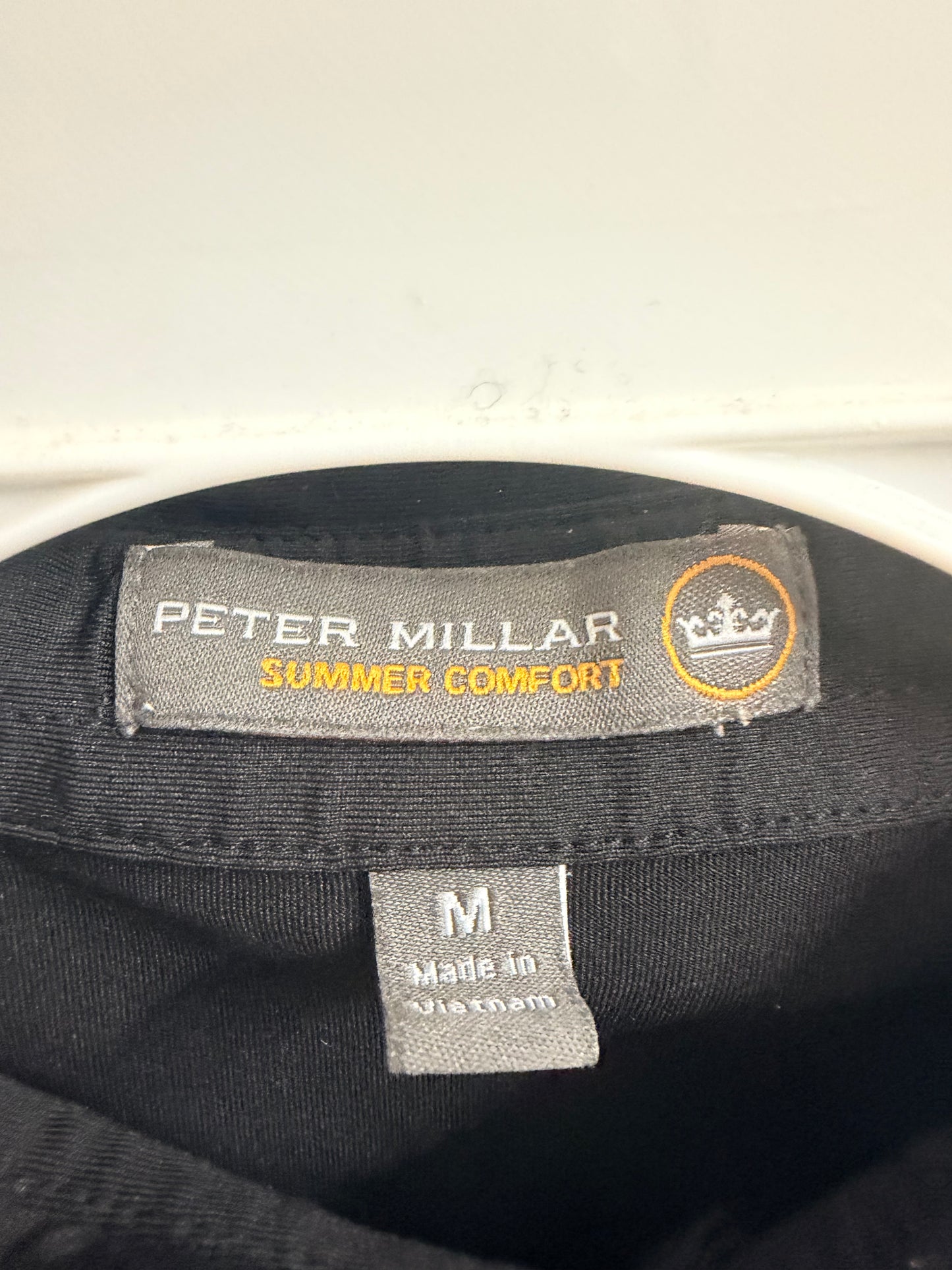 Peter Millar "Summer Comfort" Polo Shirt Men's Medium Black Short Sleeve Stretch